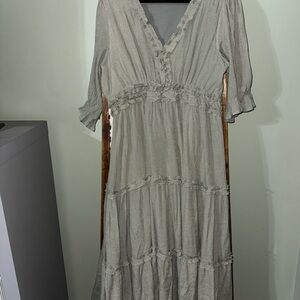 Light Sage Ruffle Tiered Maxi Dress - Women